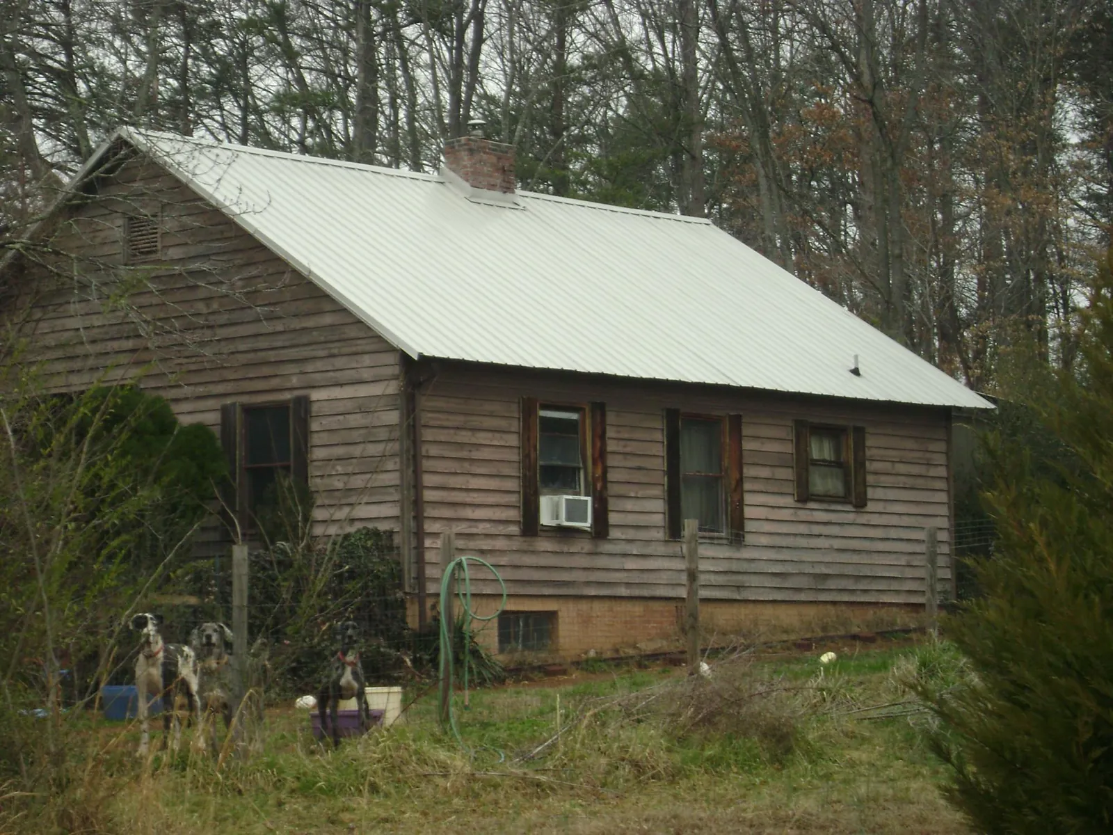 White metal roof on an old wood sided farmhouse, from a Asphalt Shingle Roof Repair job in Tustin